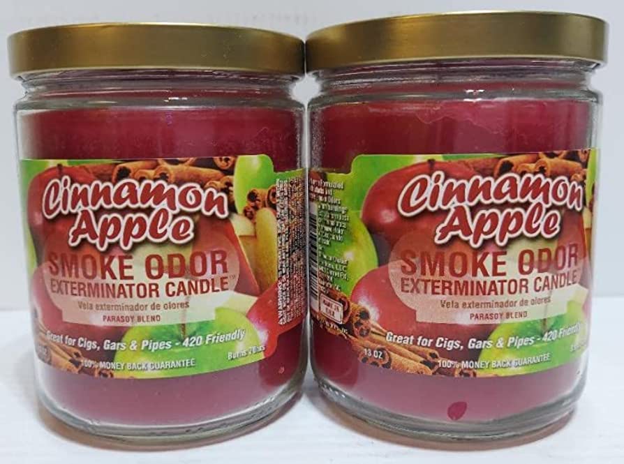 SmokeOdorExterminator13ozJarCandle_CinnamonAppleSetof2Candles.