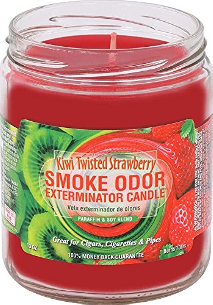 SmokeOdorExterminator13ozJarCandle_KiwiTwistedStrawberry