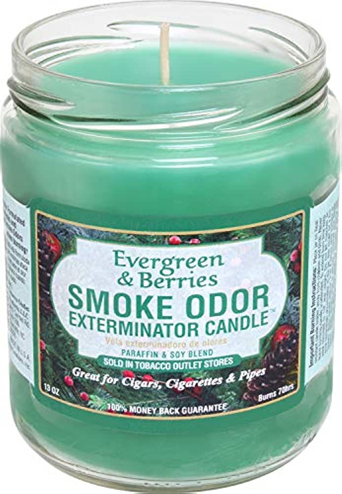 SmokeOdorExterminator_Evergreen_BerriesCandle_TIMEONLY_13oz_13Ounce