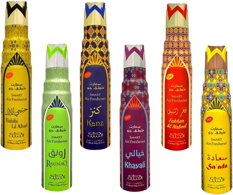 FakharAlNabeelAirFresheners300ML10oz3PackSouqCollectionLemonOrangeJasmineRosePatchouliSandalwoodVanillaWhiteMuskFloralOrientalbyNabeelPerfumes