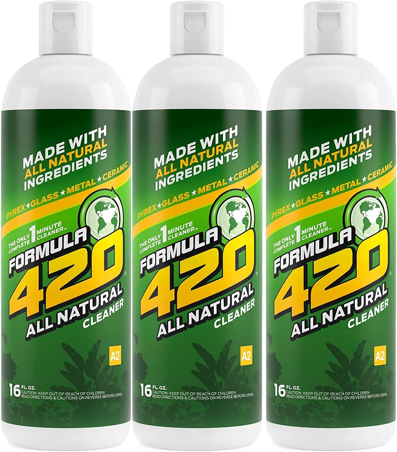 All Natural by Formula 420 Glass Cleaner Cleaner Pack Safe on Glass, Metal Ceramic, and Pyrex Cleaner Assorted Sizes (16 oz – 3 Pack)