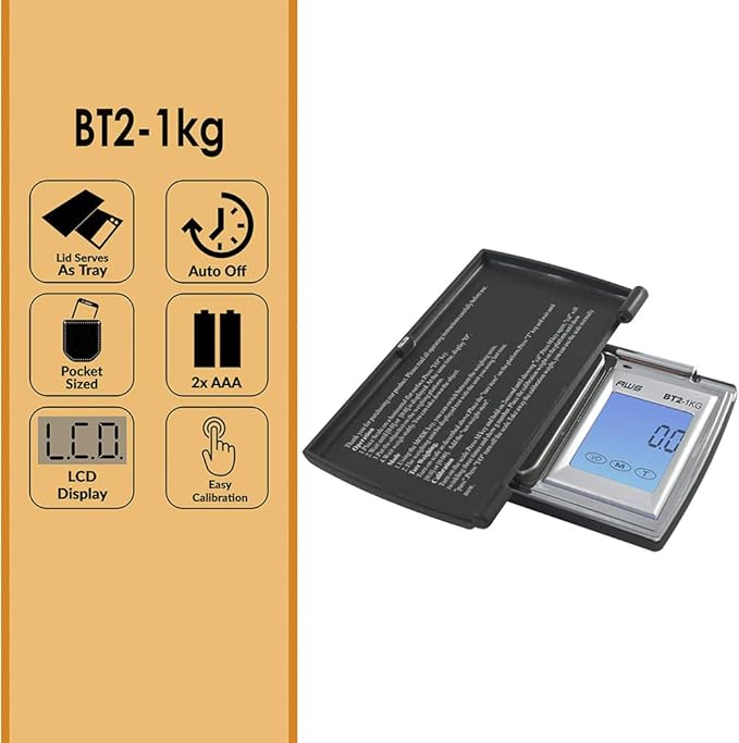 AMERICANWEIGHSCALESBT2SeriesDigitalPocketWeightScale1kgx0.1g_SmallKitchenScale_AMW-BT2-1KG1