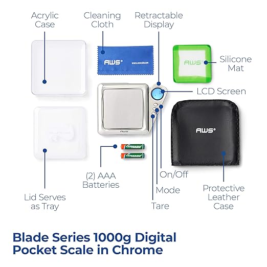 AMERICANWEIGHSCALESBladeSeriesDigitalPrecisionPocketWeightScalewithSiliconeMat_Chrome_1000gx0.1g_BL-1KG-CH-SE_1