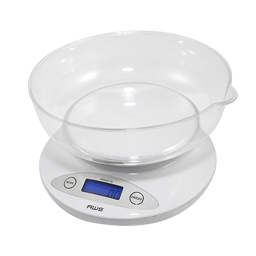 AMERICANWEIGHSCALESPrecisionDigitalKitchenFoodWeightScalewithRemovableBowlWHITE