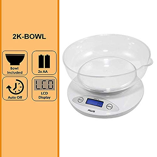 AMERICANWEIGHSCALESPrecisionDigitalKitchenFoodWeightScalewithRemovableBowlWHITE4