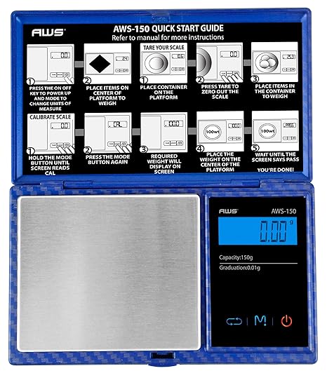 AmericanWeighScalesAWSSeries1200gramCarbonfiberDigitalPocketScale1200GX0.1G_Blue