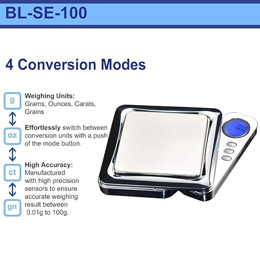 AmericanWeighScalesBladeSeriesDigitalPrecisionPocketWeightScalewithSiliconeMat_Chrome_100gx0.01g_BL-100-CH-SE_4