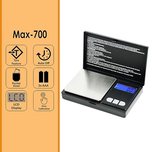 AmericanweighScale-MAXSeries-CompactPortablePocketScaleGramScaleSmallFoodJewelryScale-700Gx0.1G-BlackStainlessSteel2