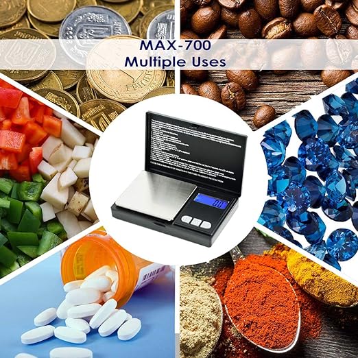 AmericanweighScale-MAXSeries-CompactPortablePocketScaleGramScaleSmallFoodJewelryScale-700Gx0.1G-BlackStainlessSteel5